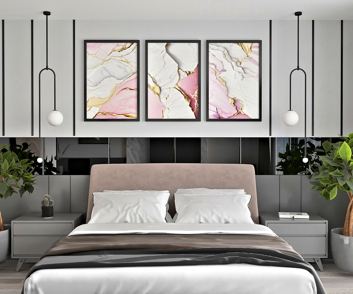 Obraz Różowy Marmur w salonie